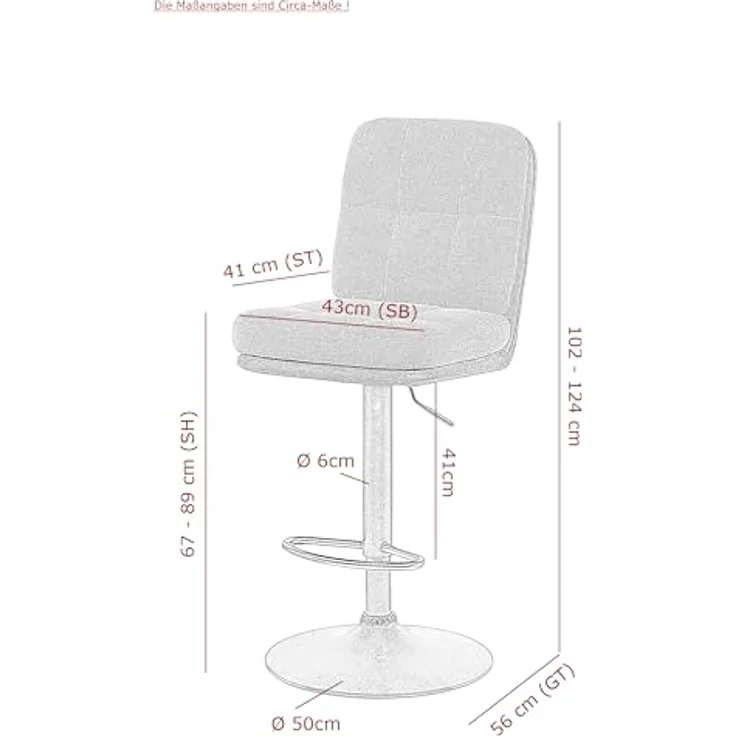 Hela Tische, 2er Set Barhocker Vila, Materialmix Webstoff Schwarz/Microfaser Anthrazit, 360° drehbar, Höhenverstellung mit Lift, 120kg belastbar – Bild 3