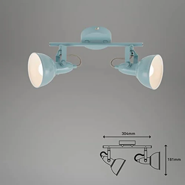 BRILONER - Deckenlampe Vintage schwenkbar, E14 Fassung, max. 40 Watt, Deckenleuchte, Lampe, Wohnzimmerlampe, Schlafzimmerlampe, Küchenlampe, Deckenstrahler, 30,4 x 10 x 18,1 cm, Mint-Weiß – Bild 8