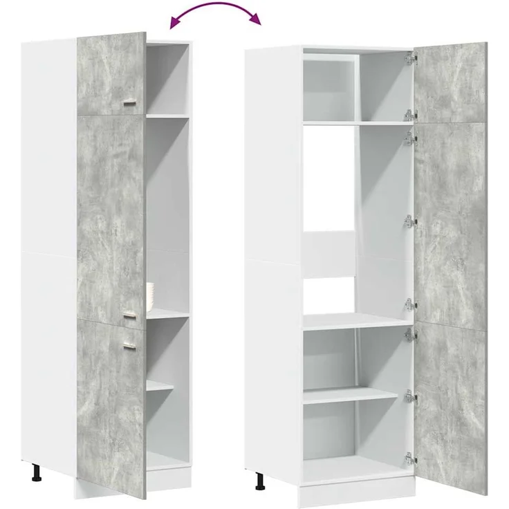 vidaXL Kühlumbauschrank Lyon Betongrau 60x57x207 cm Holzwerkstoff 856124 – Bild 9