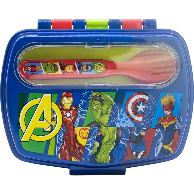 Avengers Sandwichbox mit Besteck Kinder Brotdose Lunchbox Seven Wonders – Bild 2
