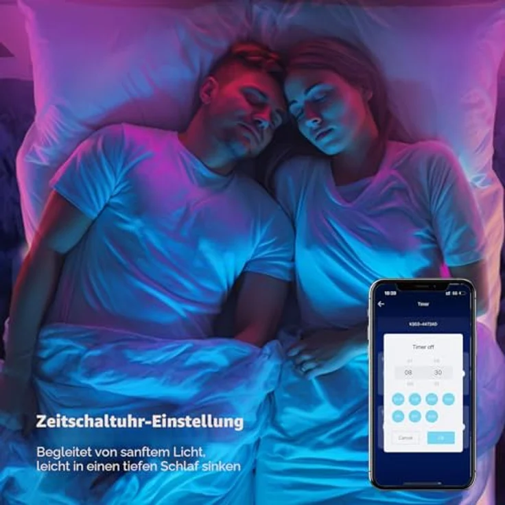 Realky LED-Streifen, 20 m, LED-Lichter, Farbwechsel, Bluetooth-App und Fernbedienung mit 44 Tasten, Synchronisierung von Musik und Timer, Dekoration LED-Streifen für Schlafzimmer, Partys (10 m x 2) – Bild 5