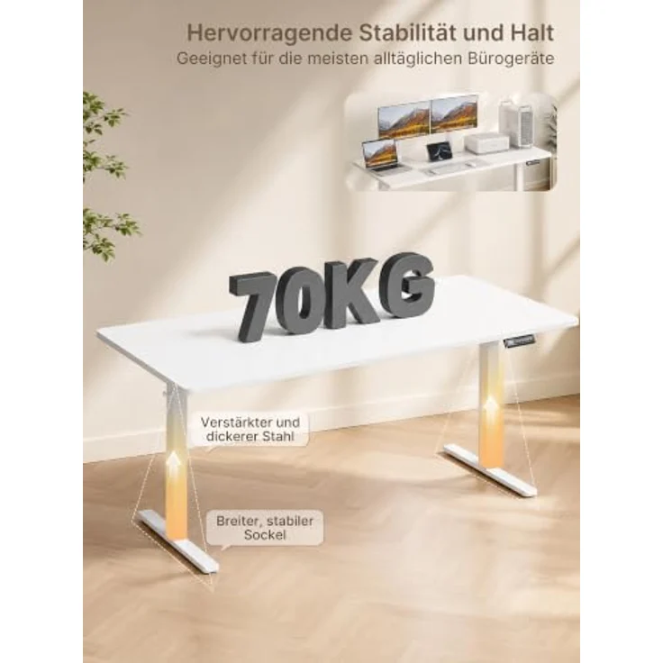 JUMMICO Höhenverstellbarer Schreibtisch 180x80 cm mit Steckdose | Schreibtisch Höhenverstellbar Elektrisch Stehtisch, Steh-Sitz Tisch, Bürotisch Computertisch, Wolkenweiß – Bild 6