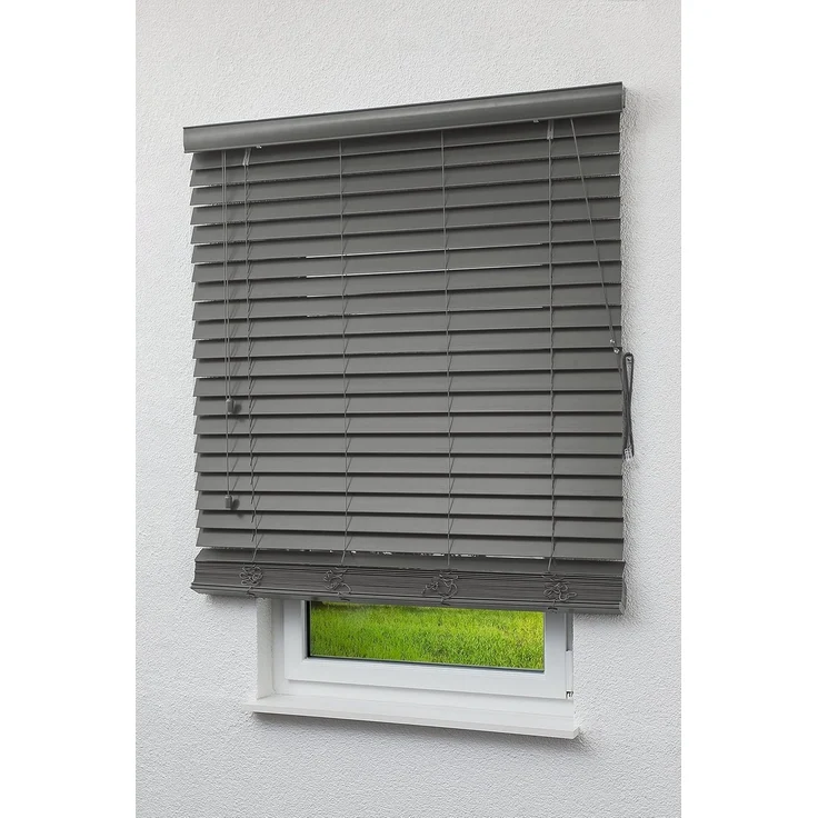 Qualitätsjalousie Holzoptik 50mm in Schiefergrau in den Maßen (B x H) 120cm * 175cm – Bild 1