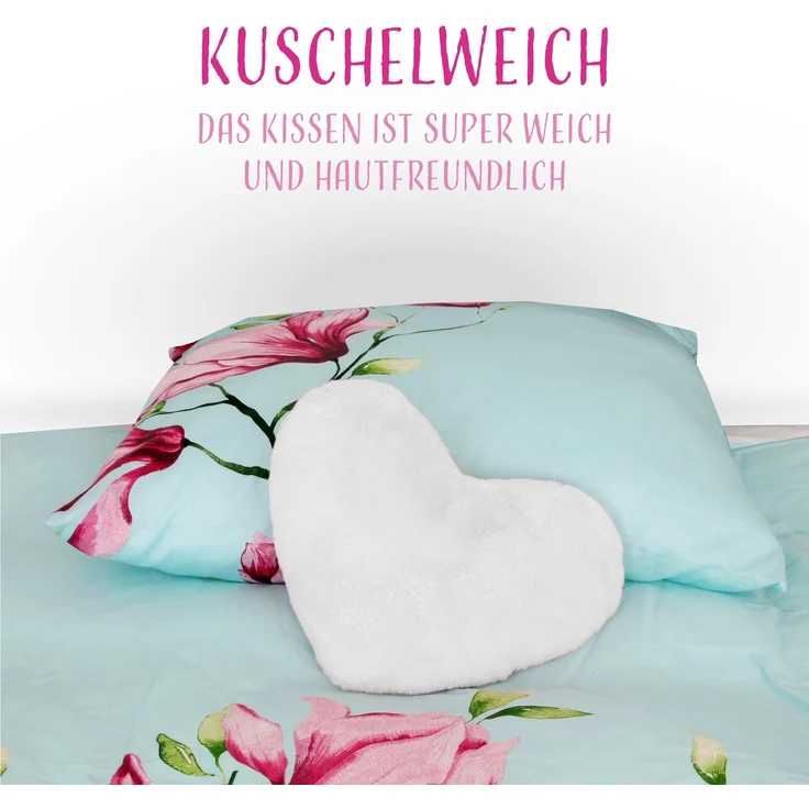 Herzkissen, Herz Kissen Dekokissen, Zierkissen, Plüsch Flauschige Sofakissen, Kuschelkissen für Kinderzimmer Sofa Schlafzimmer Schmusekissen Offwhite – Bild 4