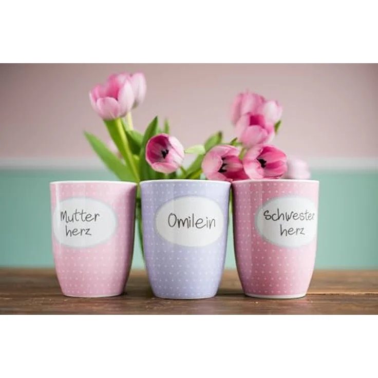 Großer Porzellanbecher Mutterherz in Rosa als liebevolles Geschenk für Mama – Bild 5