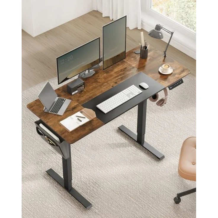 SONGMICS Schreibtisch, elektrisch höhenverstellbar 72-120 cm, mit Memory-Funktion, Vintagebraun-Schwarz, 72 x 70 x 160 cm – Bild 2