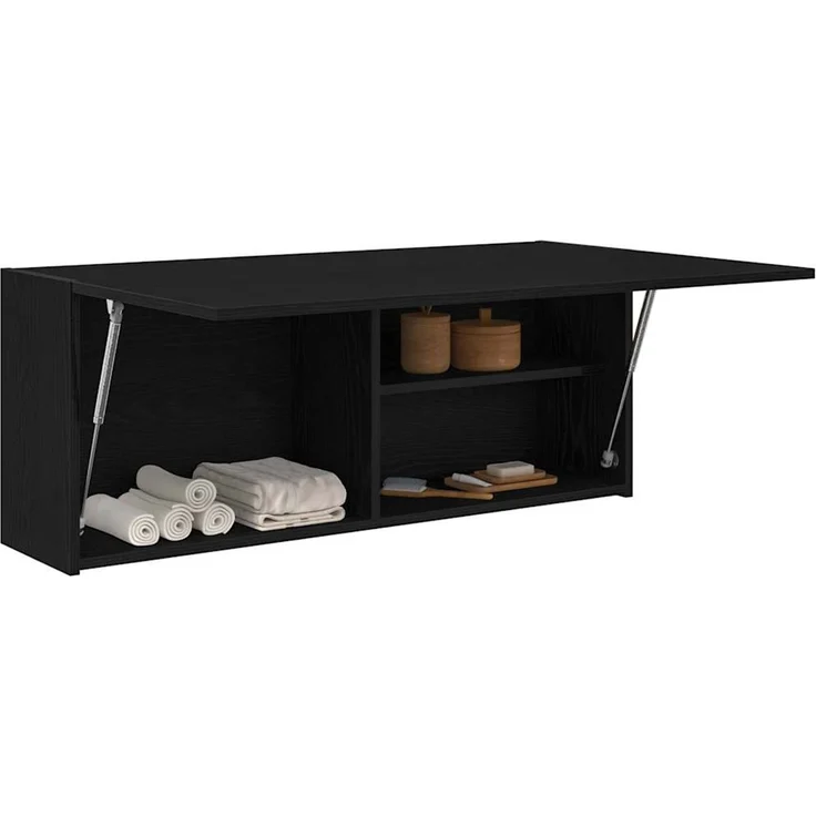 vidaXL Bad-Wandschrank Schwarz 100x25x40 cm Holzwerkstoff 860104 – Bild 1