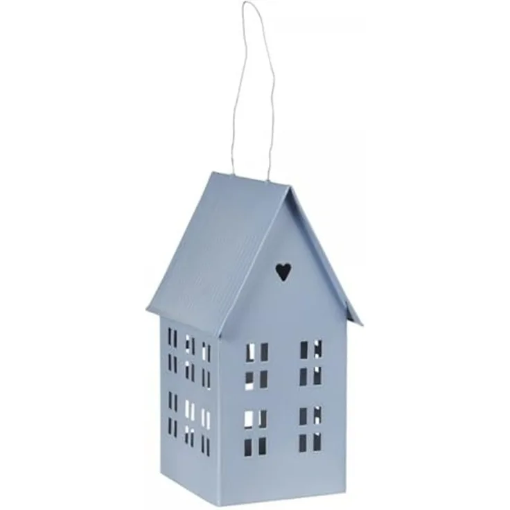 Ib Laursen - Lichterhaus Teelichthaus Windlicht Haus Garten Hellblau 90145-26