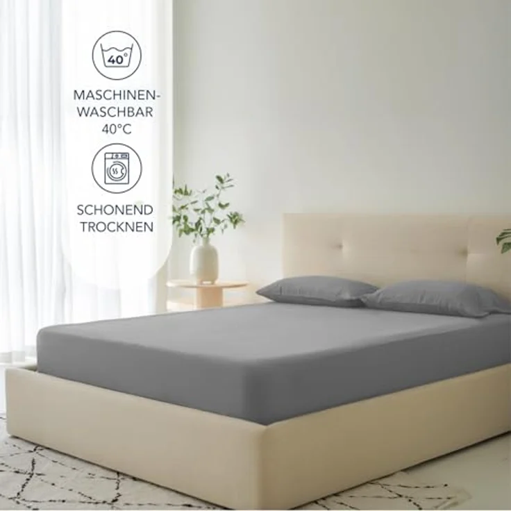 Dreamzie Spannbettlaken 160x200 cm - 35 cm Tiefe Tasche - 100% Mikrofaser Bettlaken - Anthrazit, Schadstoffgeprüft(Oeko TEX), Bettlaken mit Gummizug – Bild 6