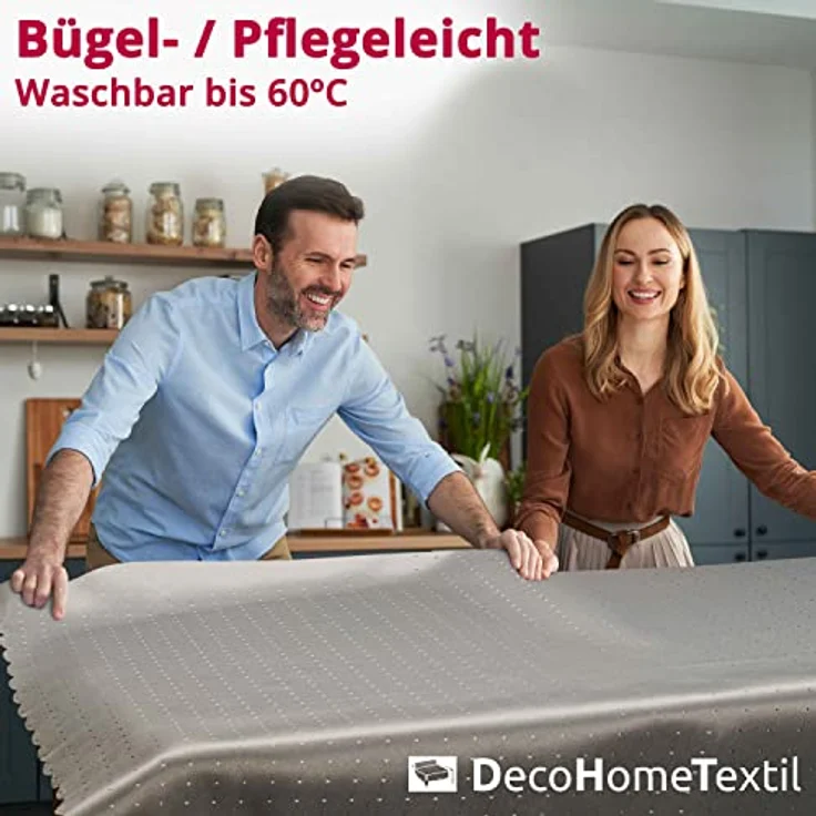 DecoHomeTextil Heimtextilmanufaktur Tischdecke Punkte Muster Optik Damast Tafeldecke Pflegeleicht – Bild 8