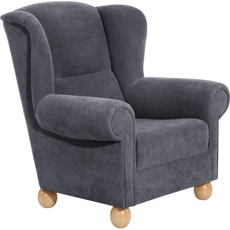 Ohrenbackensessel Kasha Bezug Veloursstoff Buche natur / anthrazit 22254