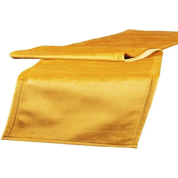 beties Tischläufer Samt&Sonders (1-tlg, 1 Stück Tischläufer), ca. 40x140 cm Samt Tischdekoration modern und edel curry-senf – Bild 4