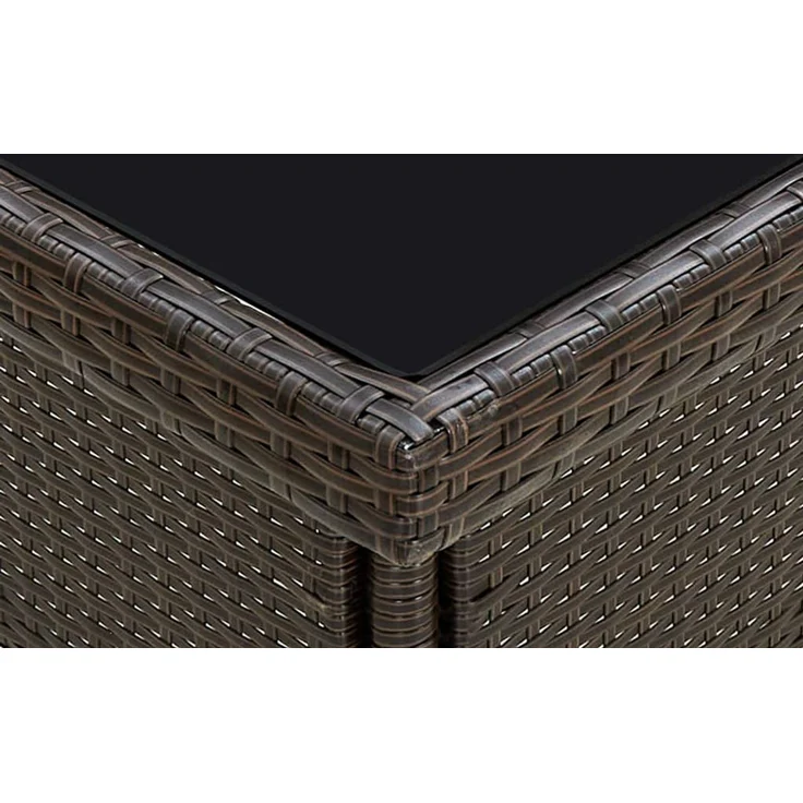 Gartentisch, Esstisch, Küchentisch Braun Poly Rattan und Glas – Bild 4