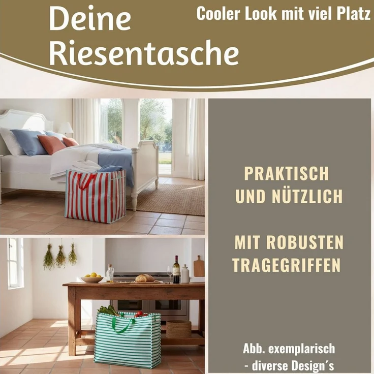 LS-LebenStil Aufbewahrungstasche XXL Jumbo Bag Baby Dinos 55cm Recycelt Nachhaltig Einkaufstasche (Unterbettkommode Organizer Aufbewahrungsbox, 1-tlg, Einkaufstasche mit Reißverschluss Shopper Riesentasche Tragetasche), Aufbewahrung von Bettwäsche Klei... – Bild 4