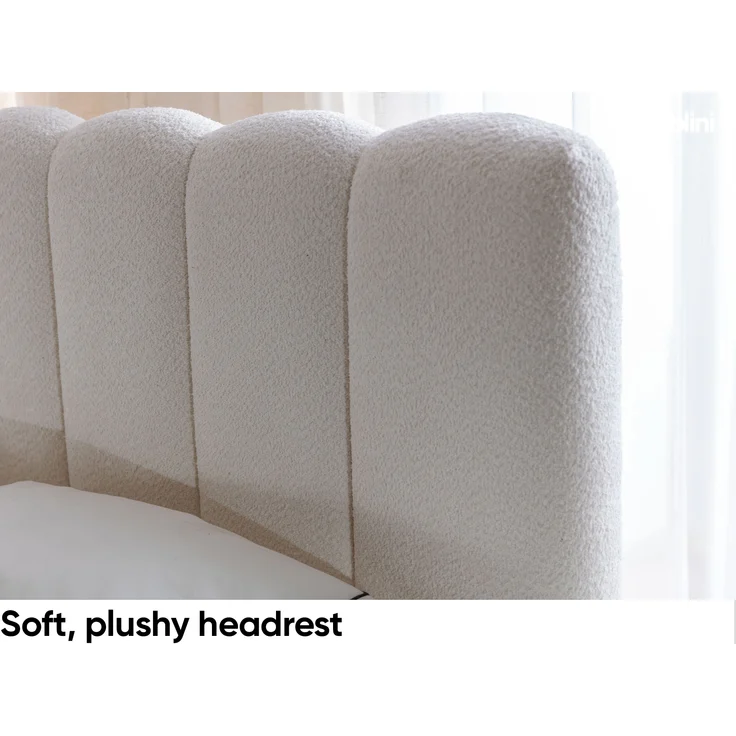 MEBLINI Polsterbett 200x200 mit Lattenrost mit Matratze - CARLOS - Grau Boucle - Bubble Bett - Cloud Bett - Marshmallow Bed - Kopfteil Bett mit Stauraum – Bild 4