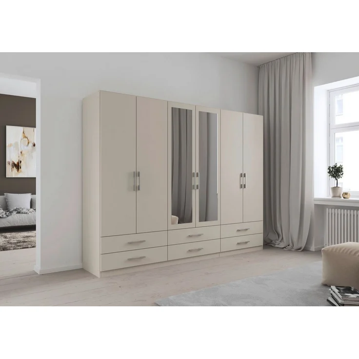 rauch Kleiderschrank Schrank Garderobenschrank Mehrzweckschrank Schlafzimmer HERSBRUCK (3 verschiedene Ausstattungen BASIC/CLASSIC/PREMIUM (inkl. SOFT-CLOSE) mit großzügigen Schubladen sowie Spiegeltüren MADE IN GERMANY – Bild 2