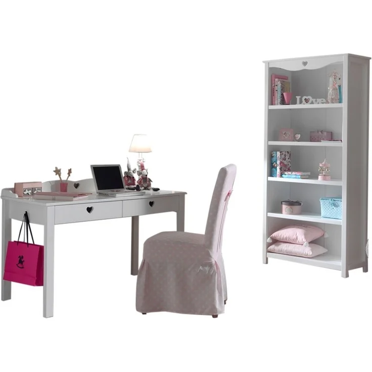 Jugendzimmer-Set >AMORI< in Weiß aus Massiv Kiefer und MDF – Bild 1