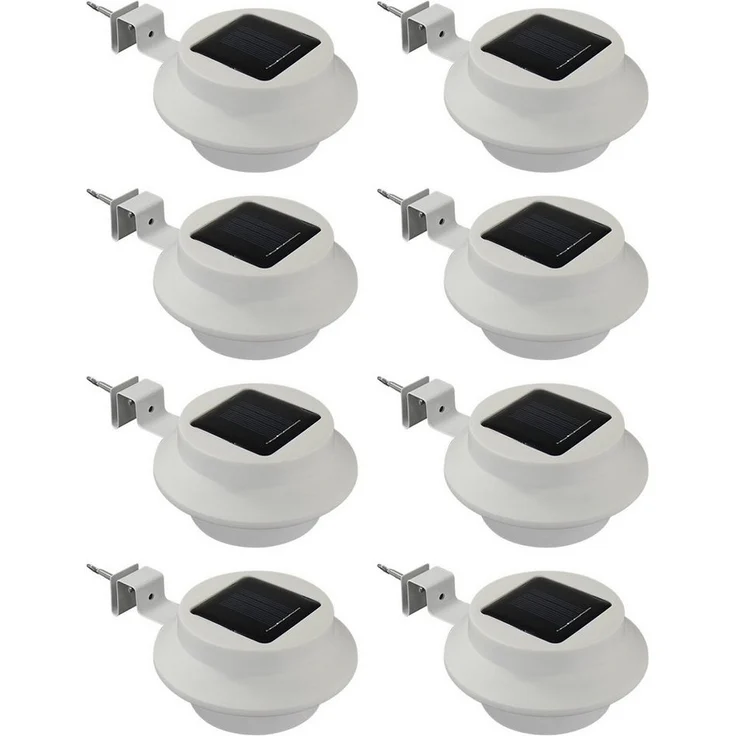 HAC24 LED Dachrinnenleuchte 8x Dachrinnenlampe Dachrinnen Lampe Regenrinne Solarleuchte, LED fest integriert, Kaltweiß, Je 3 LEDs Kaltweiß inkl. Befestigungsmaterial – Bild 1