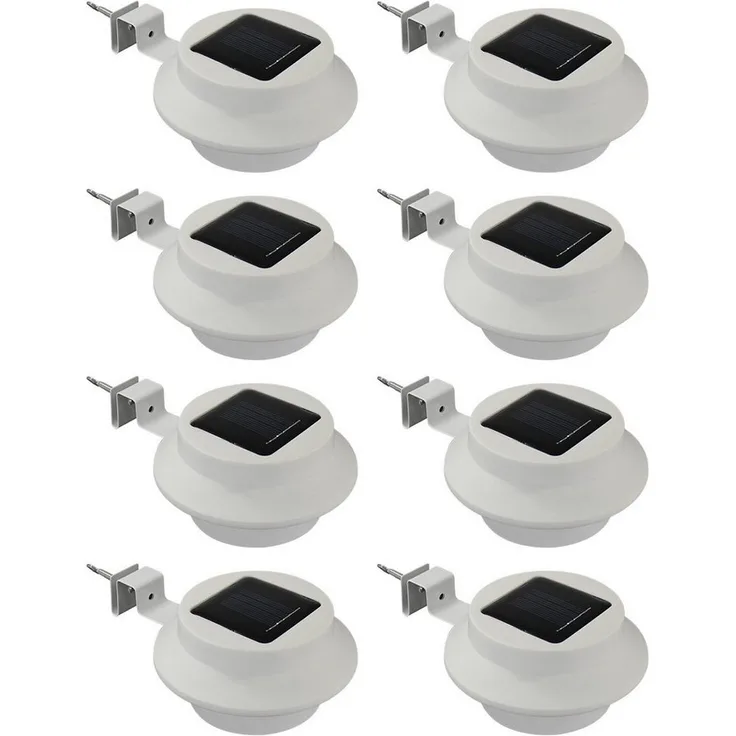 HAC24 LED Dachrinnenleuchte 8x Dachrinnenlampe Dachrinnen Lampe Regenrinne Solarleuchte, LED fest integriert, Kaltweiß, Je 3 LEDs Kaltweiß inkl. Befestigungsmaterial