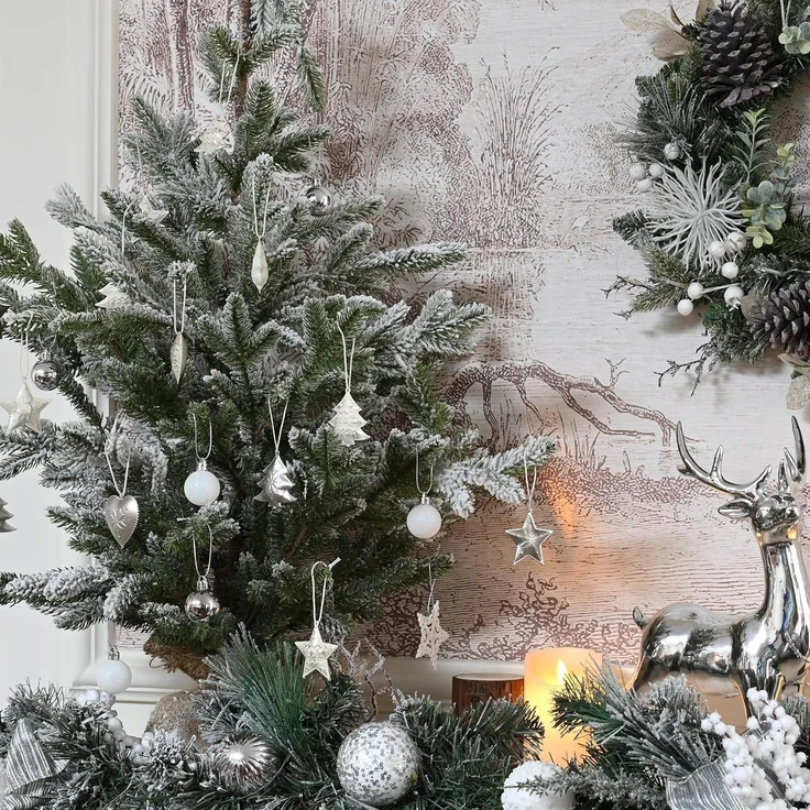 24tlg. Weihnachtsanhänger Herz Stern Baum Metall Weihnachtsdeko 5cm – Bild 8