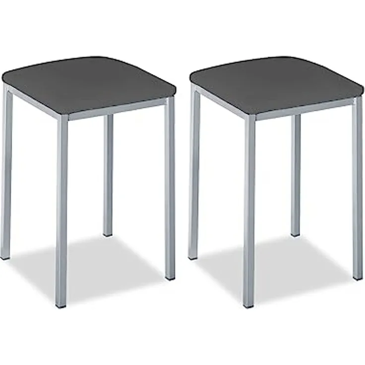 ASTIMESA Gepolsterter Küchenhocker, solide und Feste Struktur, Aluminiumgestell und Sitz aus Kunstleder, Farbe des Sitzes: Graphit, Lieferumfang: 2 Stück, Maße: 35 x 35 x 45 cm