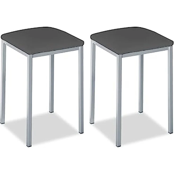 ASTIMESA Gepolsterter Küchenhocker, solide und Feste Struktur, Aluminiumgestell und Sitz aus Kunstleder, Farbe des Sitzes: Graphit, Lieferumfang: 2 Stück, Maße: 35 x 35 x 45 cm – Bild 1