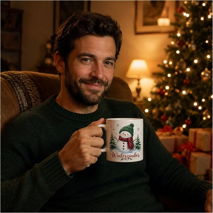 WS-Trend Tasse Schneemann Weihnachtstasse - Geschenk zu Weihnachten - weiß mit Spruc, Keramik – Bild 3