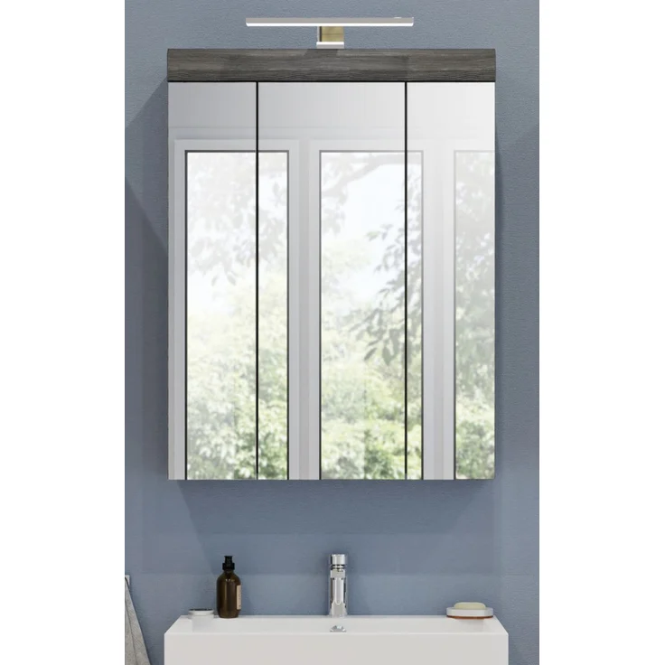 Badezimmer Spiegelschrank Shawn in Rauchsilber grau 60 x 79 cm – Bild 2