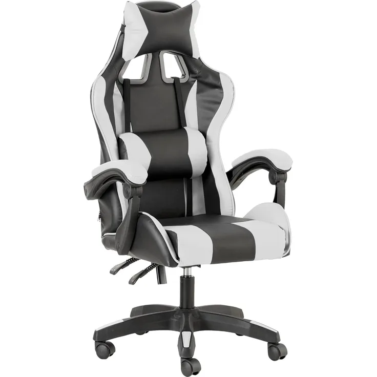 Baroni Home Gaming Stuhl, Kunstleder, weiß, 42 x 52 x 83 cm