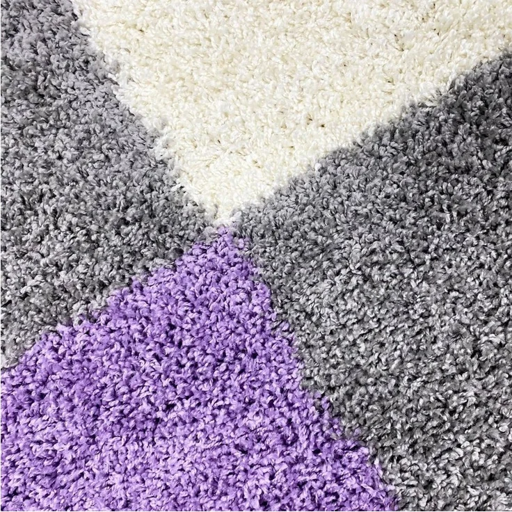 Carpetia Teppich Shaggy Teppich Hochflor mit Karomuster flieder lila, rechteckig, Höhe: 30 mm – Bild 2