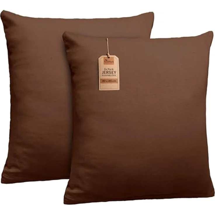 NatureMark Kissenbezüge 2er Pack Jersey Kissenbezug Kissenhülle, (2 Stück), Kissenhülle in vielen Größen und Farben (40 x 40 cm, Schoko braun) – Bild 2