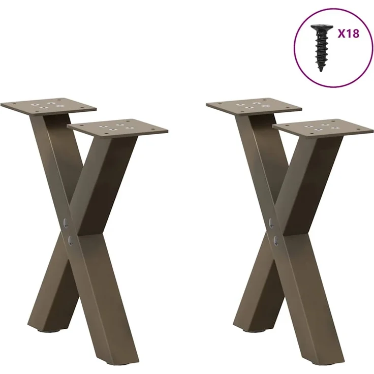 vidaXL Couchtischbeine X-Form 2 Stk. Naturstahl 30x(30-31) cm Stahl 4012871 – Bild 2
