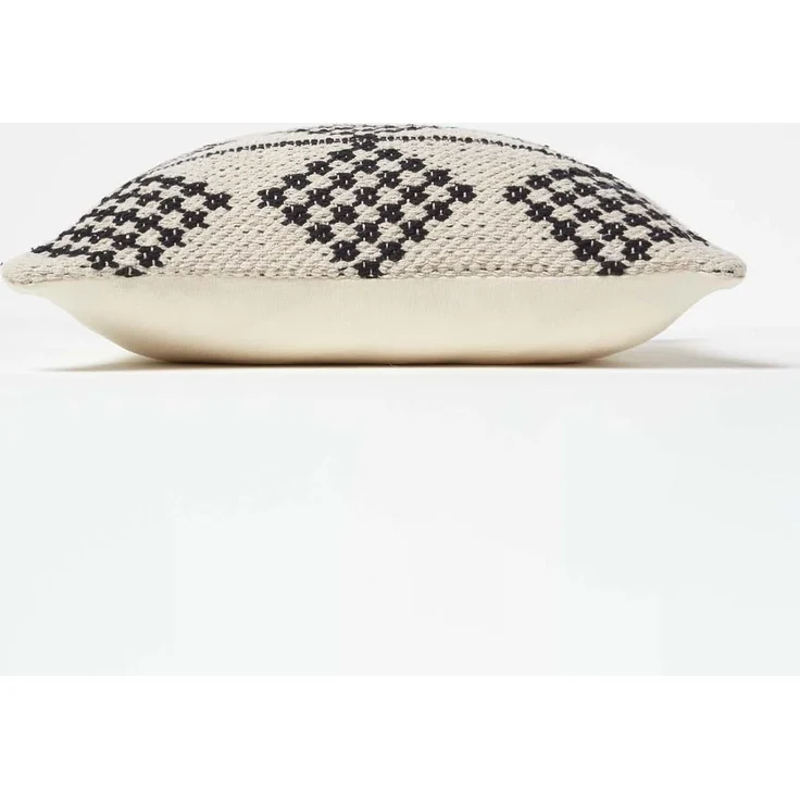 Homescapes Dekokissen Dekokissen Adana mit Rautenmuster – Kissen 45 x 45 cm, creme-schwarz – Bild 4
