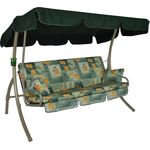 Angerer Freizeitmöbel GmbH Hollywoodschaukel Trend - Gartenschaukel Made in Germany - Schaukel zum Sitzen, Liegen und Entspannen - inklusive Bett-Funktion - einfache Montage (Grün-Orange geblümt)
