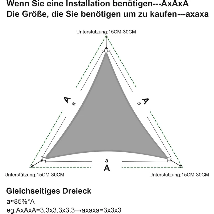 SUNNY GUARD Sonnensegel Dreieck 3. 6x3. 6x3. 6m Wasserdicht Sonnenschutz Wetterschutz Segel Baldachin UV Schutz für Balkon Terrasse Garten, Sand – Bild 5