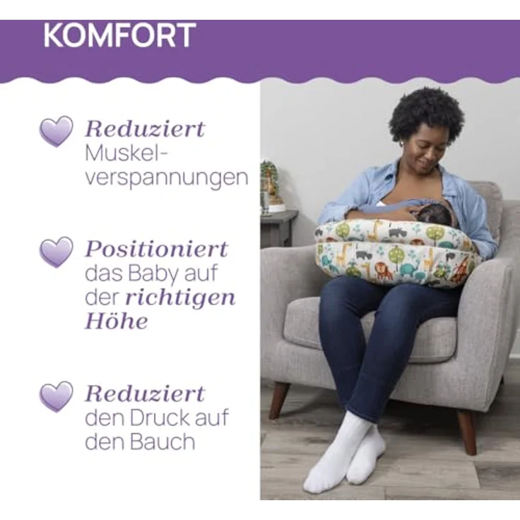 Boppy Deluxe Stillkissen, Brust und Flasche Fütterung Unterstützung, ergonomische Form mit Mutter und Baby zu unterstützen, volle Polsterung, abnehmbar und waschmaschinenfest, 0M + – Bild 3