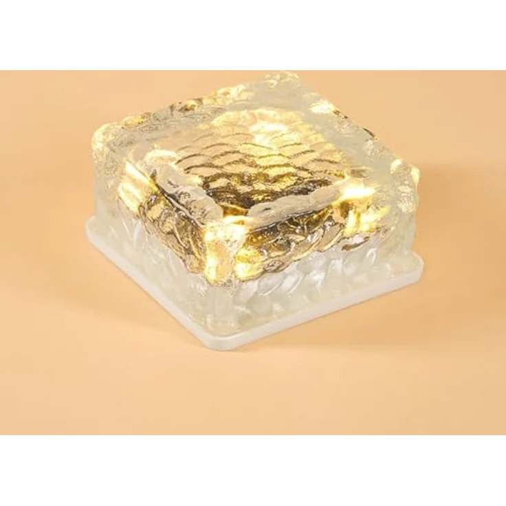 esotec LED Solarleuchte 2x Echtglas Leuchtsteine je 10x10x5cm 8-LEDs 3000K 6500K außen 102560, Dauerlicht, LED fest integriert, 3000K warmweiß, 6500K kaltweiß, Echtglas, 8 LEDs, Leuchtzeit bis 40Std, Akku wechselbar, SOLAR – Bild 3