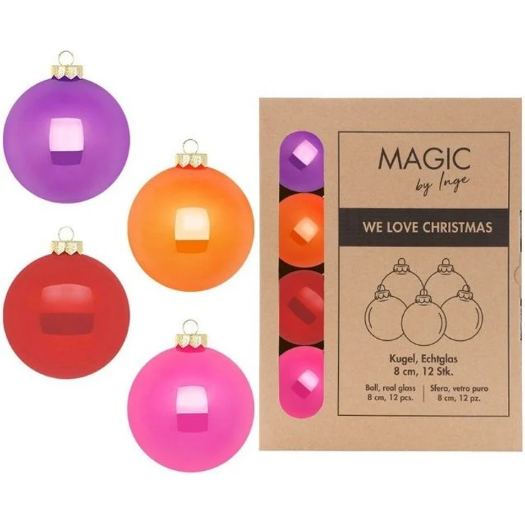 MAGIC by Inge Weihnachtsbaumkugel, Weihnachtskugeln Glas 8cm 12 Stück - Party Time – Bild 2