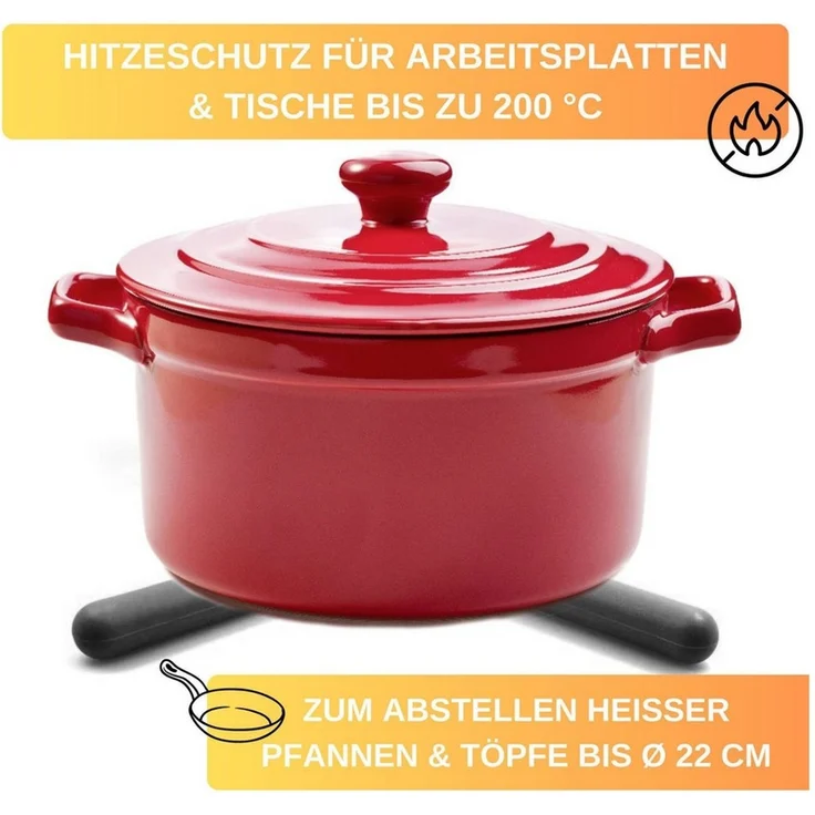 Thiru Topfuntersetzer faltbar, Ø 22 cm, hitzebeständig bis 200 °C, BPA-frei, Zubehör für Töpfe und Pfannen bis Ø 22 cm, 2-tlg, zusammenklappbar, hitzebeständig bis zu 200 °C – Bild 3
