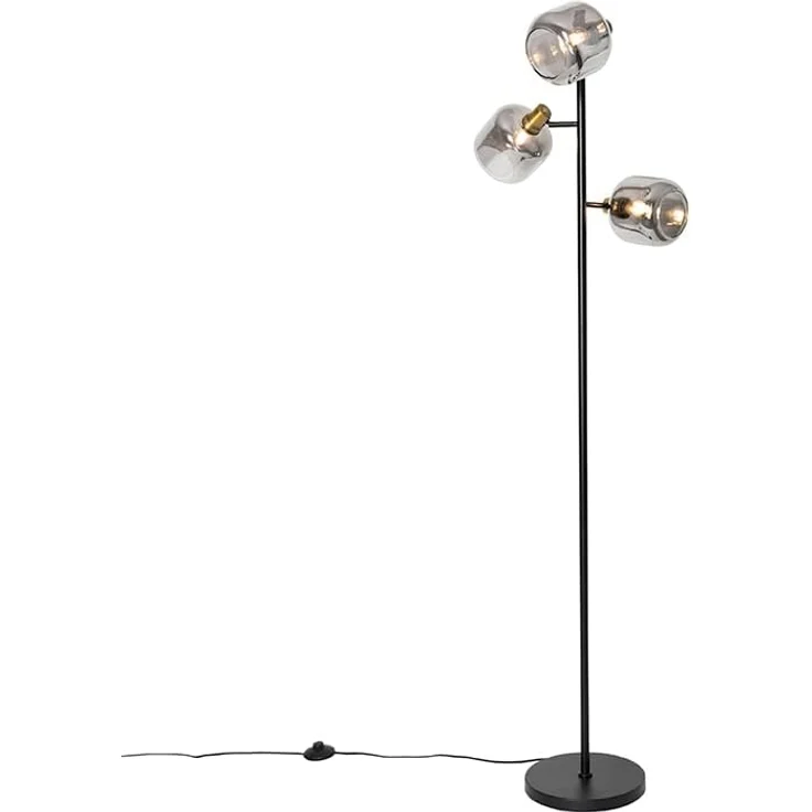 Qazqa Stehlampe Zuzanna, ohne Leuchtmittel, E14, Grau, Modern, Glas, 3-flammig – Bild 8