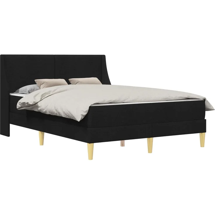 vidaXL Bettgestell mit Matratze Schwarz 140 x 200 cm Polyester 3414741 – Bild 2