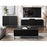 Wohnzimmer-Set Ozmi II Kommode, TV-Lowboard, Couchtisch (Farbe: Schwarz)