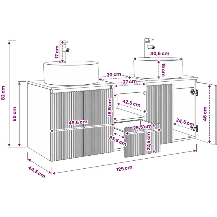 vidaXL Wandmontiertes Badezimmerschrank-Set 3 stk. Betongrau 3405680 – Bild 11