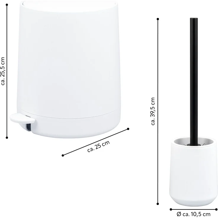 Bad-Accessoires Set TESERO 2tlg. bestehend aus 1x WC-Garnitur, 1x Kosmetikeimer aus Kunststoff in Weiß – Bild 7