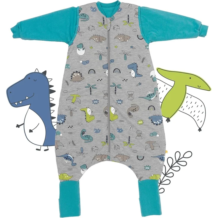 schlummersack Baby Schlafsack mit Füßen 2.5 Tog 80 cm Dino aus Modal | Schlafsack mit Beinen und verlängerten Bündchen für eine Körpergröße von 80-90cm – Bild 1