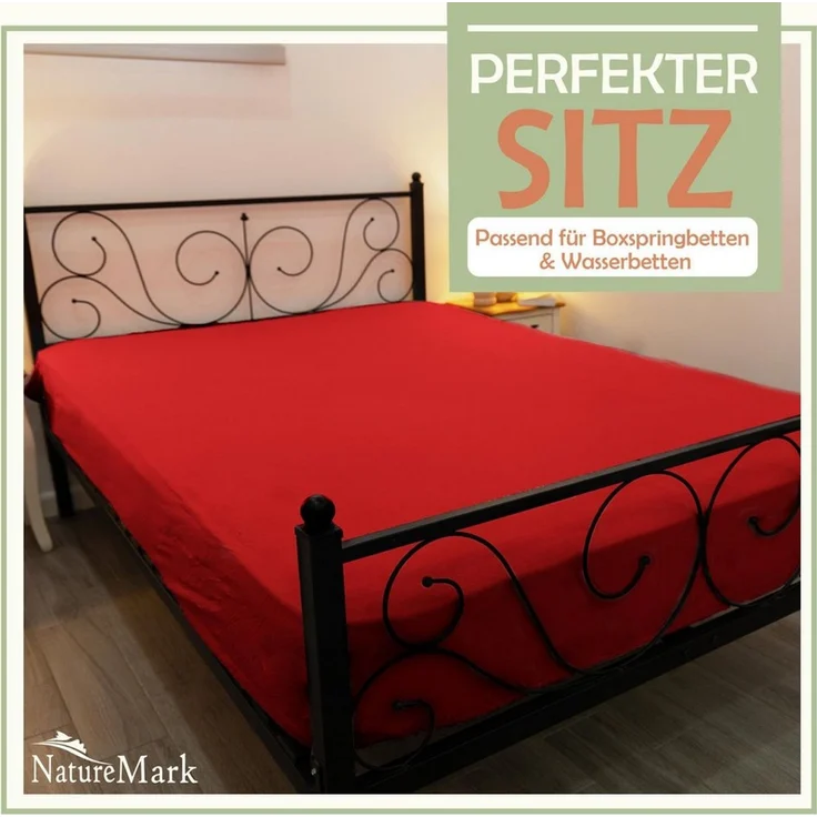 NatureMark - Mikrofaser SPANNBETTLAKEN zum Sparpreis! viele Größen und Farben Markenware (120x200 cm, rot) – Bild 2
