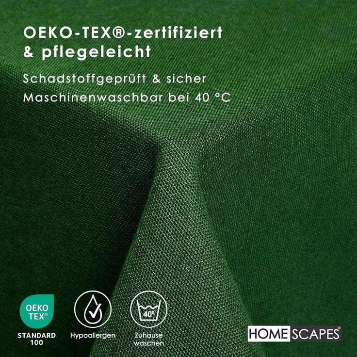 Homescapes Tischdecke Tischdecke dunkelgrün – 137 x 137 cm, 100% Baumwolle (1-tlg) – Bild 7