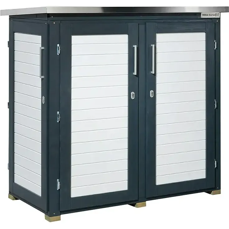 Weka GartenQ Geräteschrank Teras, flexibles Holz-Gerätemöbel mit 170 cm Breite, anthrazit und weiß, inkl. selbstklebender Dachbahn