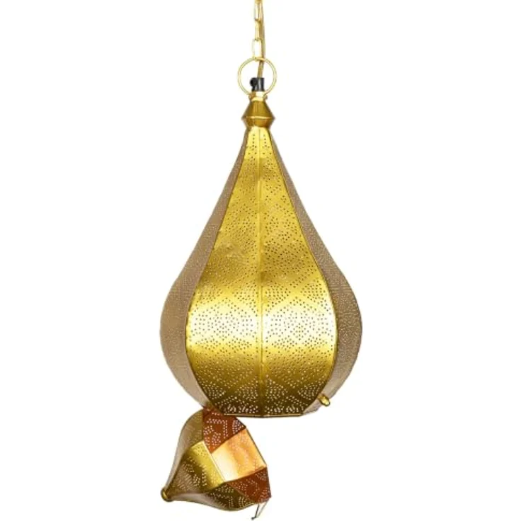 Marrakesch Orient & Mediterran Interior Pendelleuchte Kihana, handgefertigte Hängelampe aus Metall in Gold, 40 cm, E14-Fassung, einzigartiges orientalisches Design – Bild 5