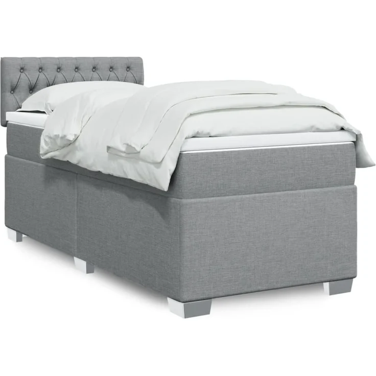 vidaXL Boxspringbett mit Matratze Hellgrau 90x190 cm Stoff 3285750 – Bild 1